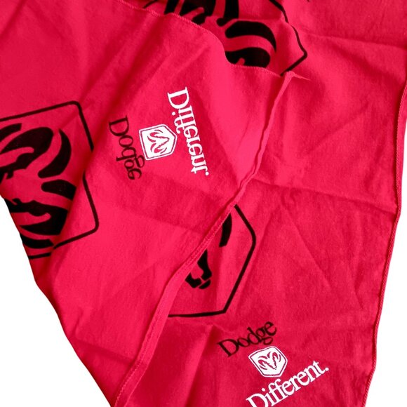 Vintage Red Dodge Hanky Bandana Scarf With Ram Logo & "Dodge Different" - Picture 3 of 3